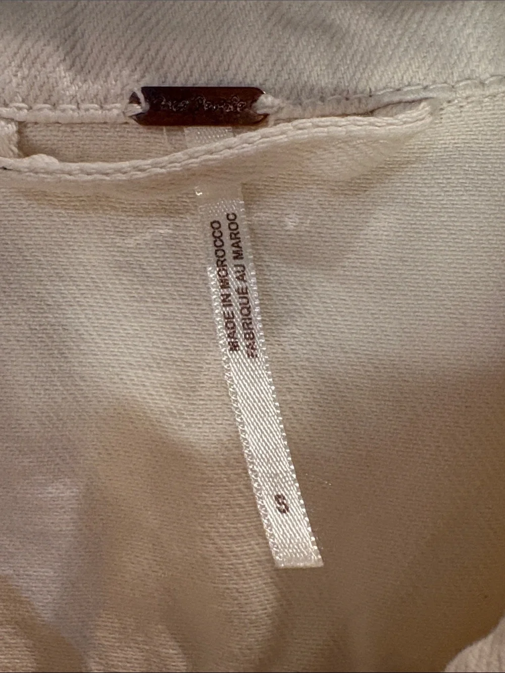 Free People Ivory Denim Jacket in 100% Cotton